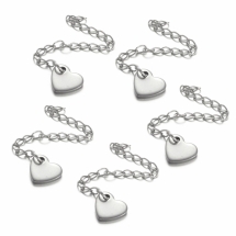 Цепочка Удлинительная с Подвеской Сердце из Нержавеющей Стали, Длина Цепочки 60мм, Подвеска 9х10х1.5мм, (УТ100029402)