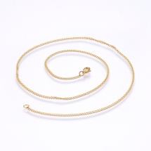 Ожерелье Витая Цепь, Нержавеющая Сталь с Застежкой Карабин-лобстер, Цвет: Золото, Длина 50см, Толщина 0.5мм, Ширина 2мм, (УТ100029410)