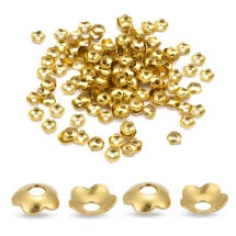 Шапочки для Бусин, Латунь, Цветок, Цвет: Золото, 4мм, Отверстие 1.2мм, (УТ100029419)