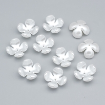 Шапочки для Намистин ABS Пластик Перли, Квітка, 4-пелюсткова, Біла, 24х24х11мм, Отвір: 2мм, 10шт/упаковка, (УТ100029422)
