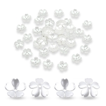 Шапочки для Бусин ABS Пластик Жемчуг, Цветок, 4-лепестковый, Кремово-белый, 15х15х4мм, Отв-тие: 1.4мм, (УТ100029437)