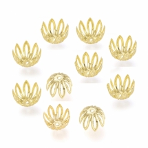 Шапочки для Намистин, Нержавіюча Сталь, Квітка, Колір: Золото, Розмір 11х11х7мм, Отвір 1.2мм, 10шт/упаковка, (УТ100029441)