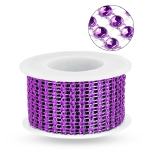 Декоративная Стразовая Лента, Пластик, 8 рядов, Пурпурный, 40х1мм, 2м/катушка, (УТ100029462)