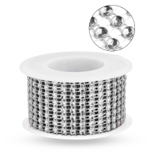 Декоративная Стразовая Лента, Пластик, Прозрачный, 8 рядов, 40х1мм, 2м/катушка, (УТ100029464)