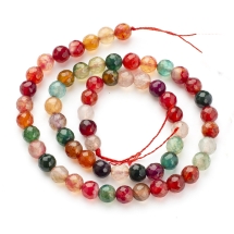 Бусины Натуральный Агат, Окрашенные, Граненые, Круглые, На нитях, Цвет: Микс, Размер: 6мм, Отв 1мм, около 57шт/34см/нить, (УТ100029490)