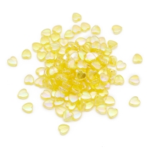 Бусины Акрил, Прозрачные, АВ цвет, Сердце, Цвет: Желтый, Размер: 8х8х3мм, Отверстие 1.5мм, около 130шт/25г, (УТ100029495)