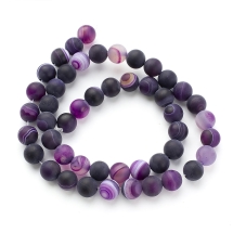 Бусины Натуральный Полосатый Агат Матовые Круглые Класс А, Индиго, 8мм, Отверстие 1мм, около 45шт/36см/нить, (УТ100029514)