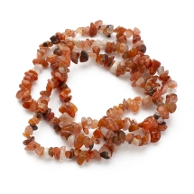 Бусины Натуральный Красный Агат/Сердолик, На нитях, Крошка, Термоокрашенные, Размер: 5-8мм, Отверстие 1мм, около 80см/нить, (УТ100029527)