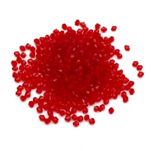 Намистини Акрилові Біконус Прозорі Гранені, Червоні, 5х5мм, Отвір 1.5мм, близько 450шт/25г, (УТ100029535)