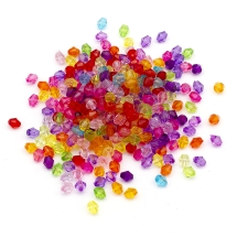 Бусины Акрил Биконус, Прозрачные Граненые, Цвет: Микс, Размер: 6х5.5мм, Отверстие 2мм, около 300шт/25г, (УТ100029537)