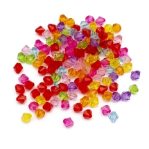 Намистини Акрил Біконус, Прозорі Грановані, Колір: Мікс, Розмір: 8х7.5мм, Отвір 2мм, близько 100шт/25г, (УТ100029538)