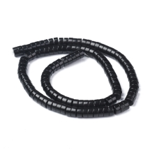 Бусины Натуральный Черный Агат/Оникс, Круглые, Термоокрашенные, На нитях, 6х3мм, Отверстие 1мм, ок 113-124шт/38см/нить, (УТ100029551)