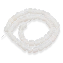 Бусины Агат Кракле Натуральный, Куб, Окрашенные, Морозный Стиль, На нитях, Цвет: Белый, Размер: 6-7х5х6-8х6-8мм, Отверстие 1.2мм, около 47шт/33см/нить, (УТ100029588)