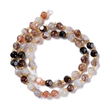 Бусины Натуральный Агат Ботсвана, На нитях, Шестигранные, Размер: 6х6х6мм, Отверстие 0.8-1мм, около 49шт/38см/нить (УТ100029591)