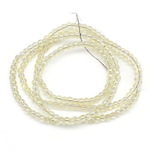 Бусины Стеклянные Гальванические, Радужное Покрытие, Круглые, Цвет: Светло-желтый, Размер: Диаметр 4х4.5мм, Отв-тие: 1мм, около 190шт/29см/нить, (УТ100029638)