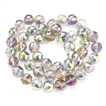 Бусины Стекло Гальванические, Радужное Покрытие, Граненые, Круглые, Цвет: Красочные, Диаметр 15-16х16мм, Отв-тие: 2мм, около 47шт/74см/нить, (УТ100029644)