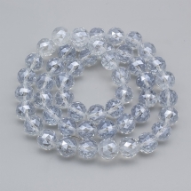 Бусины Стекло Гальванические, Перламутровое Покрытие, Граненые, Круглые, Цвет: Бесцветный, Диаметр 15-16х16мм, Отв-тие: 2мм, около 47шт/74см/нить, (УТ100029647)