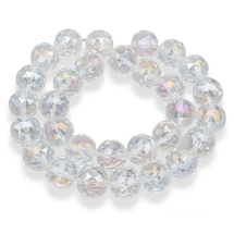 Бусины Стекло Гальванические, АВ Покрытие, Граненые, Круглые, Цвет: Бесцветный, Диаметр 17-18х17-18мм, Отв-тие: 2мм, около 28шт/58см/нить, (УТ100029649)