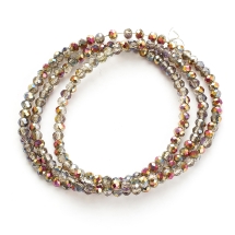 Бусины Гальваническое Стекло, Граненые, Полупокрытие, Рондель, Розовое Золото, 3х2мм, Отверстие 0.8мм, около 147шт/36см/нить (УТ100029655)