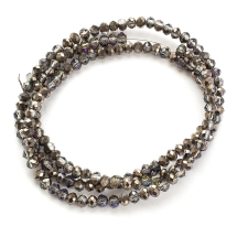 Бусины Гальваническое Стекло, Граненые, Полупокрытие, Рондель, Цвет: Черный,Размер: 3х2мм, Отв-тие: 0.8мм, ок. 165шт/38см/нить (УТ100029656)