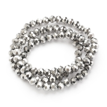 Бусины Гальваника Стекло, Платинове Покрытие, Граненые, Рондель, Размер: 6х5мм, Отв-тие 1мм, около 80шт/40см/нить, (УТ100029669)