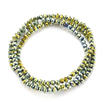 Бусины Гальваника Стекло, Зеленое Покрытие, Граненые, Рондель, Размер: 3х2мм, Отв-тие 0.8мм, около 155шт/38см/нить, (УТ100029673)