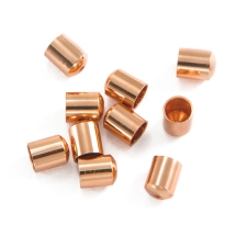 Концевики Для Шнура, Латунь, Колонка, Цвет: Розовое Золото, Размер: 5х4мм, Внутренний Диаметр 3мм, Отв-тие 1мм, (УТ100029676)