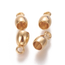 Концевики для Шнура, Нержавеющая Сталь, Цвет: Золото, Размер: 8х4.5мм, Отверстие 1.6мм, Внутренний диаметр: 3мм, (УТ100029696)