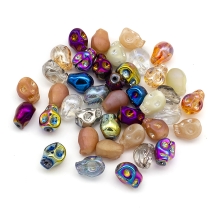 Бусины Стекло с Гальваникой, Форма Череп, Цвет: Микс, Размер: 10x7.5х6.5мм, Отв. 1мм, 40шт/упаковка, (УТ100029699)