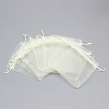 Подарочный Мешочек из Органзы с Кулисой Прозрачный, Кремово-Белый, 12х10см, (УТ100029713)