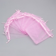 Подарунковий Мішечок з Органзи, Прозорий, Колір: Рожевий, Розмір: 12х10см, (УТ100029715)