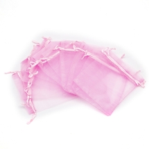 Подарочный Мешочек Прозрачный из Органзы, Розовый, 12х10см, (УТ100029715)