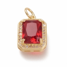 Кулон Подвеска с Фианитами, Латунь с Позолотой 18К, Красный, 14.5х10.5х5, Кольцо 5мм, Отверстие 3.4мм,(УТ100029746)