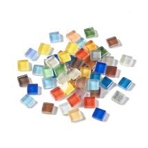 Стеклянные Кабошоны Мозаика Квадратные, Микс, 10х10х4мм, около 100шт/100г/упаковка, (УТ100029754)