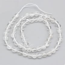 Бусины Натуральный Горный Хрусталь, на нитях, Круглые, Размер: 6мм, Отверстие 1мм, около 60шт/38см/нить, (УТ100029795)