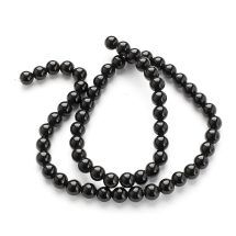Намистини Натуральний Чорний Обсидіан Круглі, 6мм, Отвір 1мм, близько 58шт/38см/нитка, (УТ100029796)