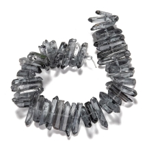 Бусины Натуральный Горный Хрусталь, Окрашенный, на нитях, Цвет: Черный, Размер: 15-30x4-8x4-7 мм, Отв. 1мм, около 18см/нить (УТ100029808)