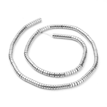 Намистини Синтетичний Гематит, Немагнітний, Круглі Плоскі, Покриття Платина, 4х2мм, Отвір 1мм, ок. 200шт/38см/нитка (УТ100029809)