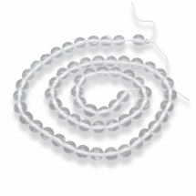Намистини Натуральний Гірський Кришталь, Клас АА, Прозорий, на Нитках, Круглі, Діаметр: 6мм, Отвір 1.2мм, близько 62шт/37см/нитка (УТ100029829)