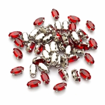 Пришивные Стразы, Стекло Горный Хрусталь, Основа Латунь, Конский глаз, Цвет: Красный, Размер: 8х4х3.5мм, Отверстие 0.8-1мм, (УТ100029851)