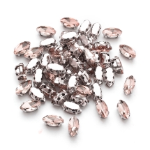 Пришивные Стразы, Стекло Горный Хрусталь, Основа Латунь, Конский глаз, Цвет: Темно-лососевый, Размер: 8х4х3.5мм, Отверстие 0.8-1мм, (УТ100029852)