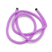 Намистини Екологічні з Полімерної Глини, Ручна Робота, Круглі Плоскі, Сливовий, 3х1мм, Отвір 1мм, Близько 375шт/40см/нитка (УТ100029912)