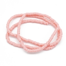 Намистини Екологічні з Полімерної Глини, Ручна Робота, Круглі Плоскі, Рожевий, 3х1мм, Отвір 1мм, Близько 375шт/40см/нитка (УТ100029916)