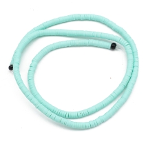 Бусины Экологичные из Полимерной Глины, Ручная Работа, Круглые Плоские, Аквамарин, 3х1мм, Отверстие 1мм, Около 375шт/40см/нить (УТ100029917)