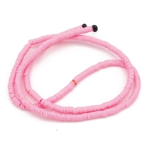 Намистини Екологічні з Полімерної Глини, Ручна Робота, Круглі Плоскі, Фламінго, 3х1мм, Отвір 1мм, Близько 375шт/40см/нитка (УТ100029922)