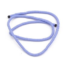 Намистини Екологічні з Полімерної Глини, Ручна Робота, Круглі Плоскі, Волошковий, 3х1мм, Отвір 1мм, Близько 375шт/40см/нитка (УТ100029926)