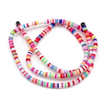 Намистини Екологічні з Полімерної Глини, Ручна Робота, Круглі Плоскі, Мікс, 3х1мм, Отвір 1мм, Близько 375шт/40см/нитка (УТ100029930)