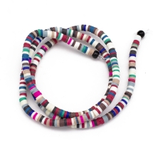 Намистини Екологічні з Полімерної Глини, Ручна Робота, Круглі Плоскі, Мікс, 3х1мм, Отвір 1мм, Близько 375шт/40см/нитка (УТ100029931)