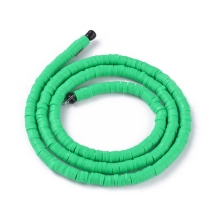 Бусины Экологичные из Полимерной Глины, Ручная Работа, Круглые Плоские, Светло-зеленый, 4х1мм, Отверстие 1мм, Около 375шт/40см/нить (УТ100029934)