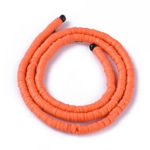 Бусины Экологичные из Полимерной Глины, Ручная Работа, Круглые Плоские, Светло-коралловый, 4х1мм, Отверстие 1мм, Около 375шт/40см/нить (УТ100029938)